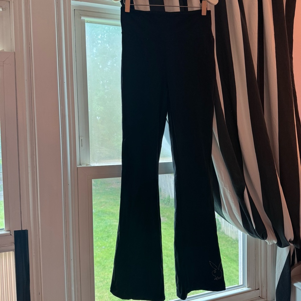 Playboy Pacsun Collab Rhinestone Yoga Stretch Pants Flare